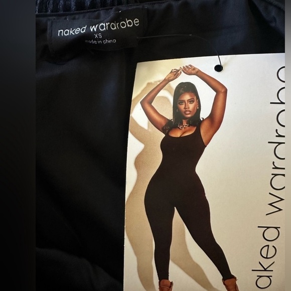 NAKED WARDROBE Strapless Velour Unitard Bodysuit, Black, Size XS, NWT - Picture 10 of 11